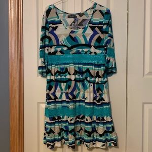 Mint geo empire waist dress